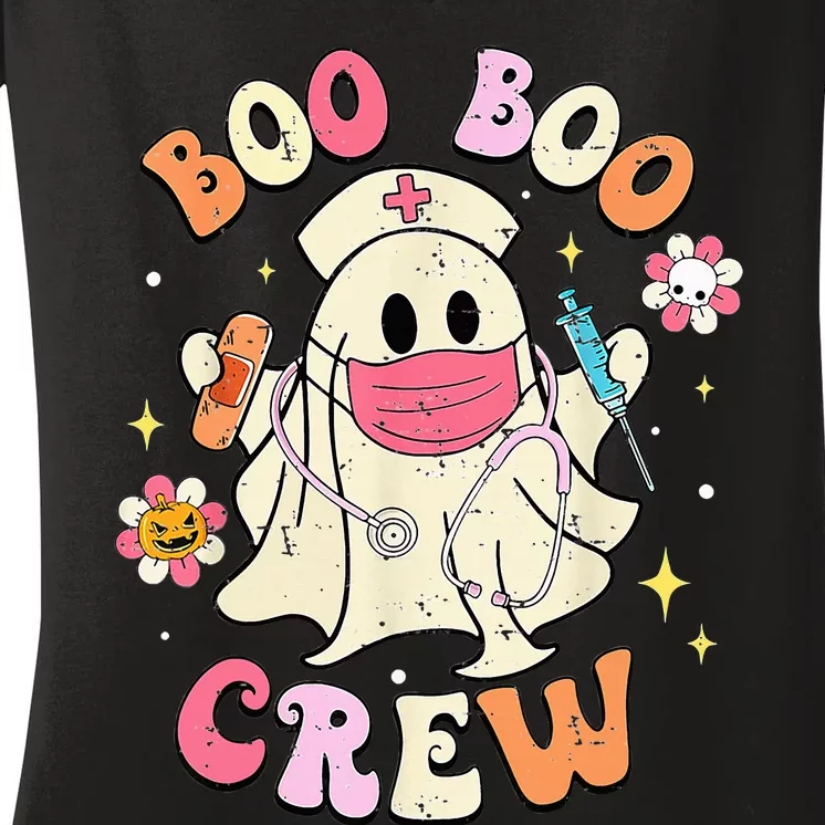 Boo Boo Crew Halloween Ghost Nurse Women's V-Neck T-Shirt