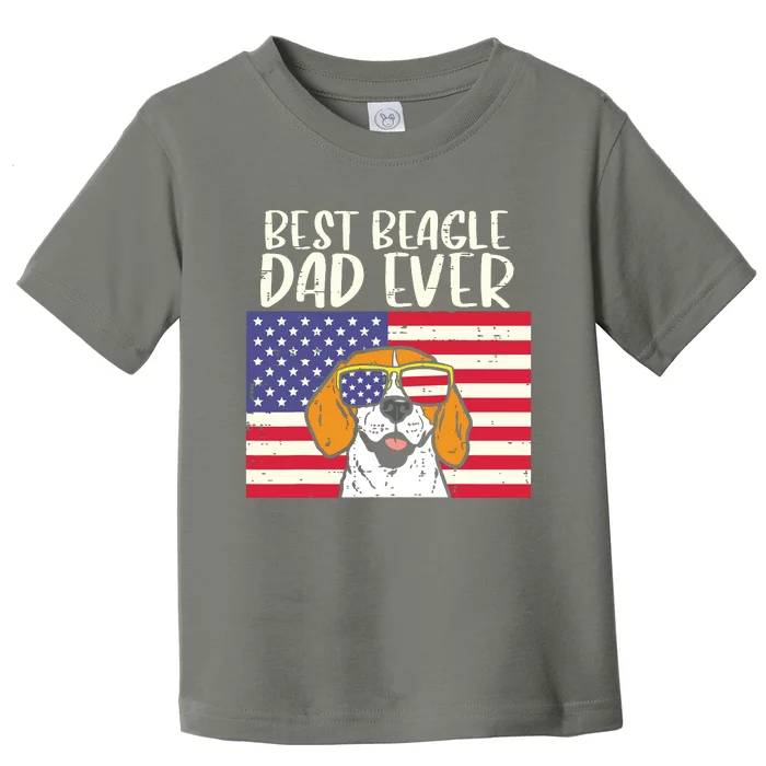 Best Beagle Dad Ever Flag Patriotic Dog Lover Owner Men Gift Toddler T-Shirt