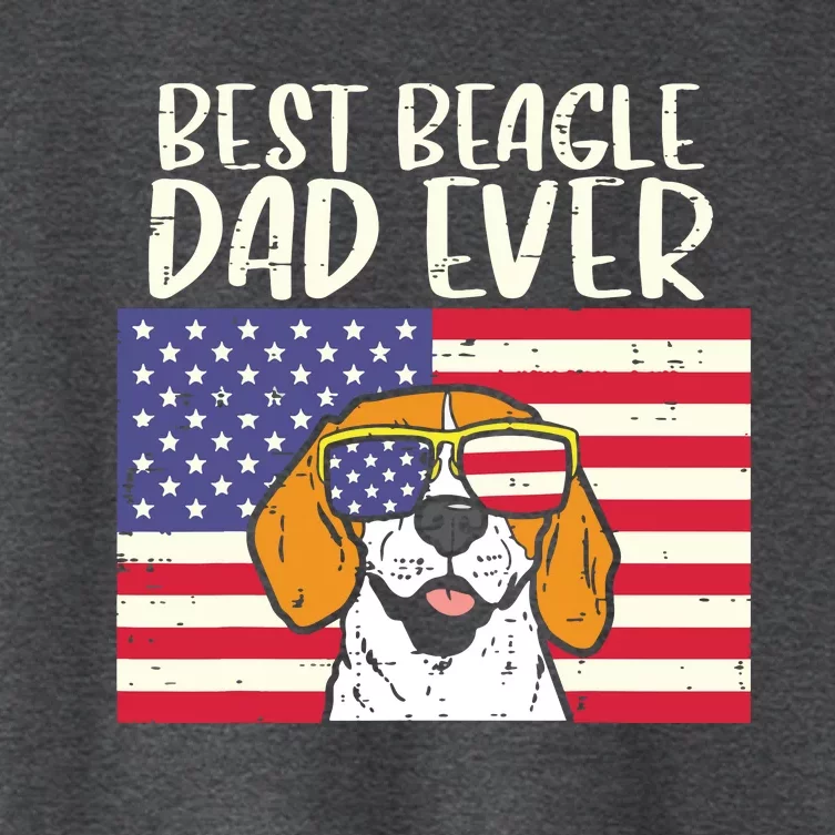 Best Beagle Dad Ever Flag Patriotic Dog Lover Owner Men Gift Women's Crop Top Tee