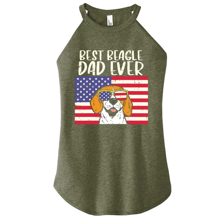 Best Beagle Dad Ever Flag Patriotic Dog Lover Owner Men Gift Women’s Perfect Tri Rocker Tank