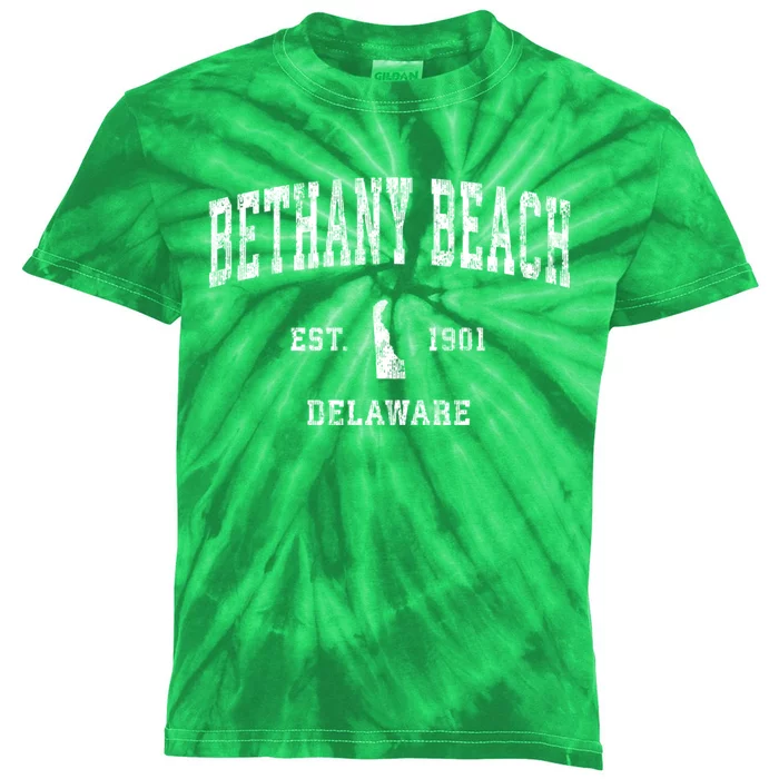 Bethany Beach Delaware De Vintage Sports Kids Tie-Dye T-Shirt