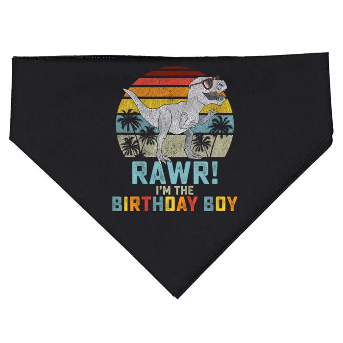 Birthday Boy Dino T Rex Dinosaur USA-Made Doggie Bandana