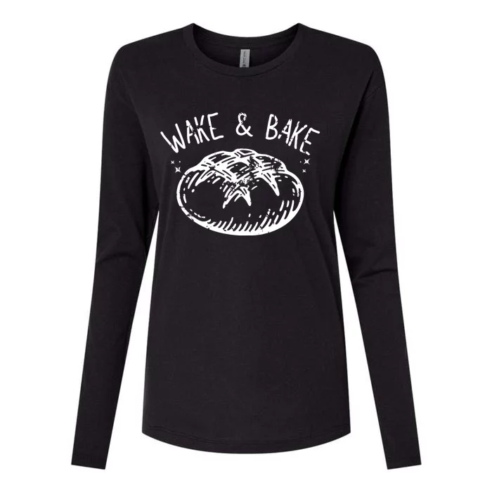 Bread Baking Disegn Sourdough Starter Wake And Bake Womens Cotton Relaxed Long Sleeve T-Shirt