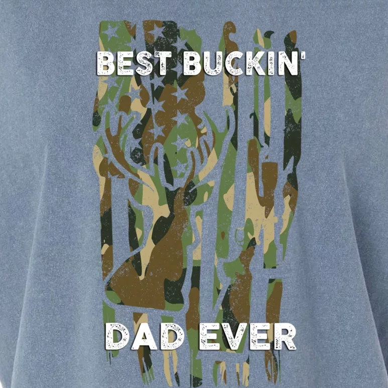 Best Buckin Dad Ever Usa Camouflage Deer Hunting Fathers Day Gift Garment-Dyed Women's Muscle Tee