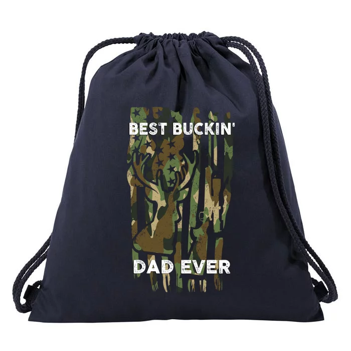 Best Buckin Dad Ever Usa Camouflage Deer Hunting Fathers Day Gift Drawstring Bag