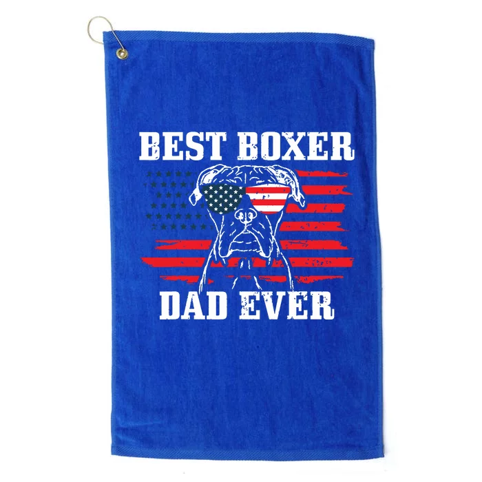 Best Boxer Dad Ever Dog Patriotic 4th Of July American Flag Platinum Collection Golf Towel