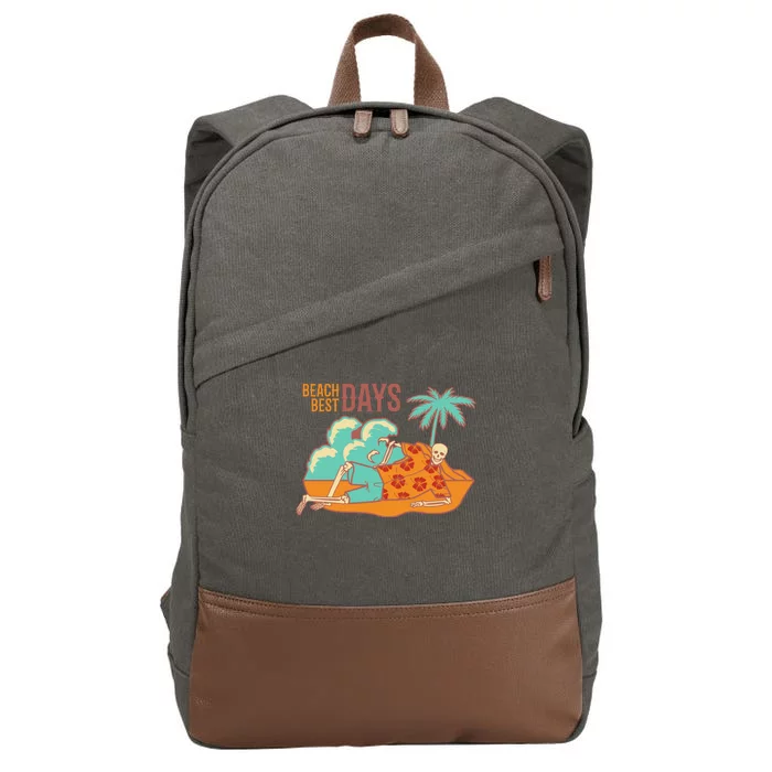 Best Beach Days Skeleton Summer Vibe Cotton Canvas Backpack