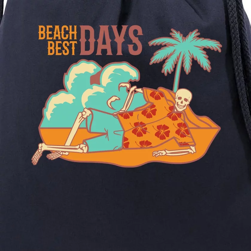 Best Beach Days Skeleton Summer Vibe Drawstring Bag