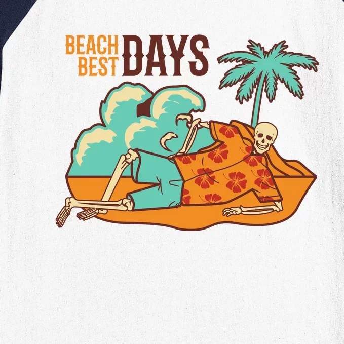 Best Beach Days Skeleton Summer Vibe Baseball Sleeve Shirt