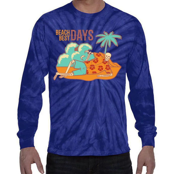 Best Beach Days Skeleton Summer Vibe Tie-Dye Long Sleeve Shirt