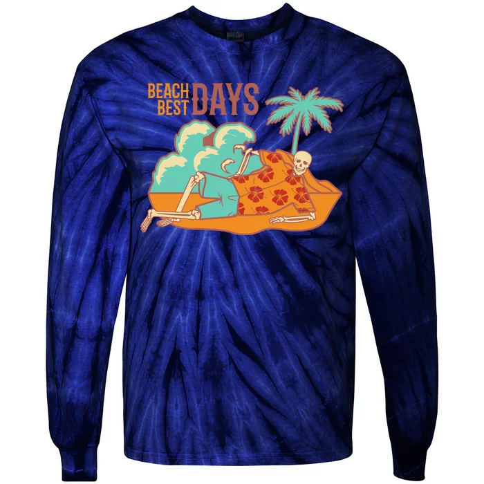 Best Beach Days Skeleton Summer Vibe Tie-Dye Long Sleeve Shirt