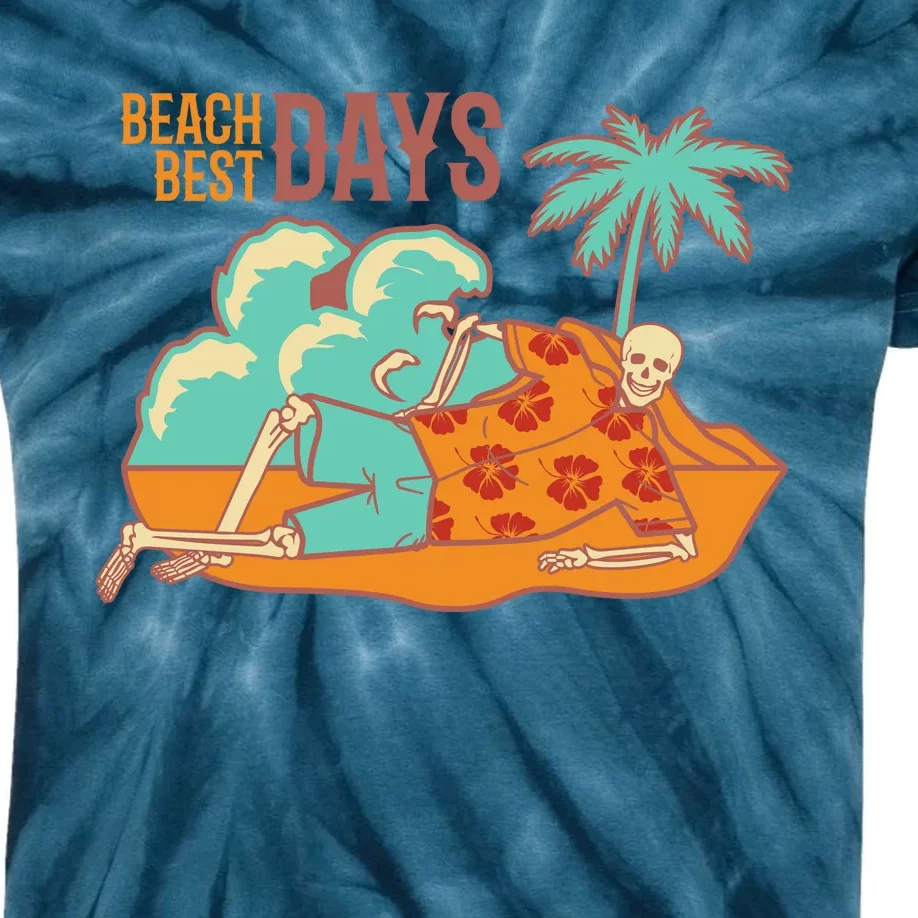 Best Beach Days Skeleton Summer Vibe Kids Tie-Dye T-Shirt