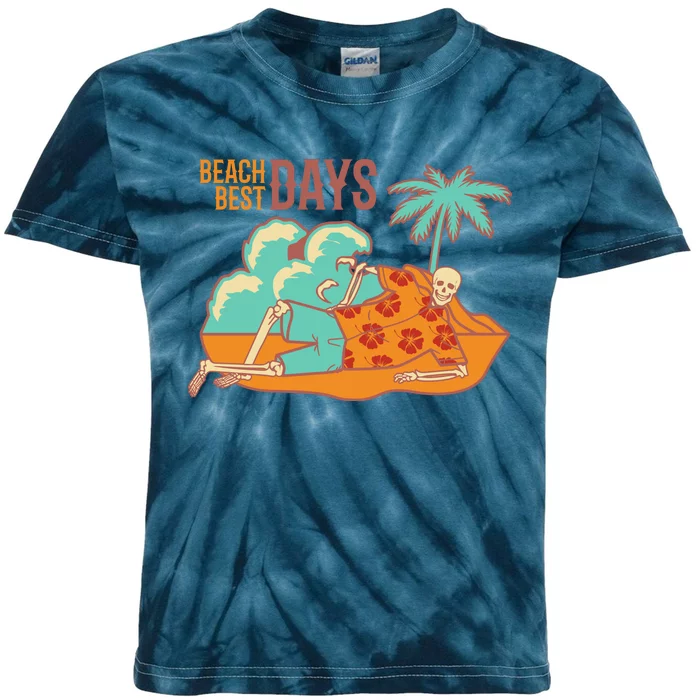 Best Beach Days Skeleton Summer Vibe Kids Tie-Dye T-Shirt