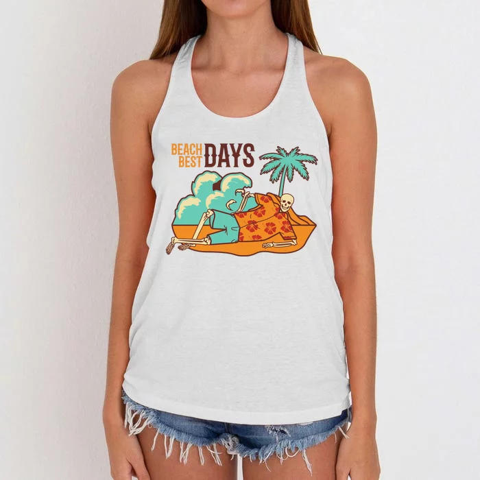 Best Beach Days Skeleton Summer Vibe Women's Knotted Racerback Tank