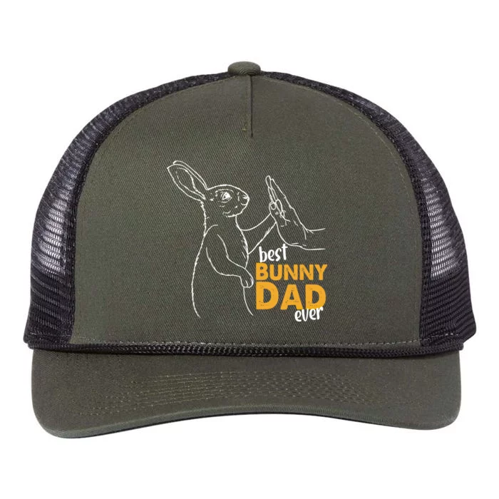 Best Bunny Dad Ever Rabbit Daddy Father Rabbit Dad Gift Retro Rope Trucker Hat Cap