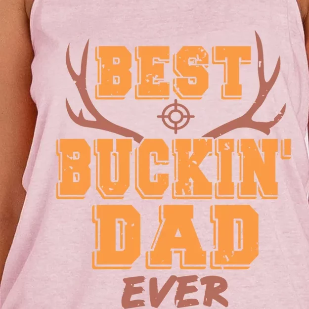 Best Buckin Dad Ever Awesome Hunter Designs Present Gift Great Gift Women's Knotted Racerback Tank