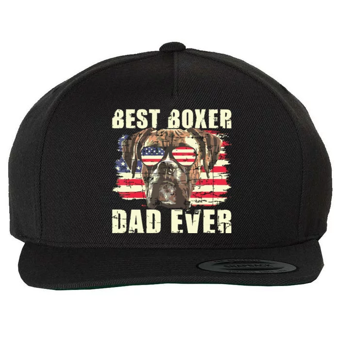 Best Boxer Dad Ever USA Flag American Dog Animal Lover Wool Snapback Cap