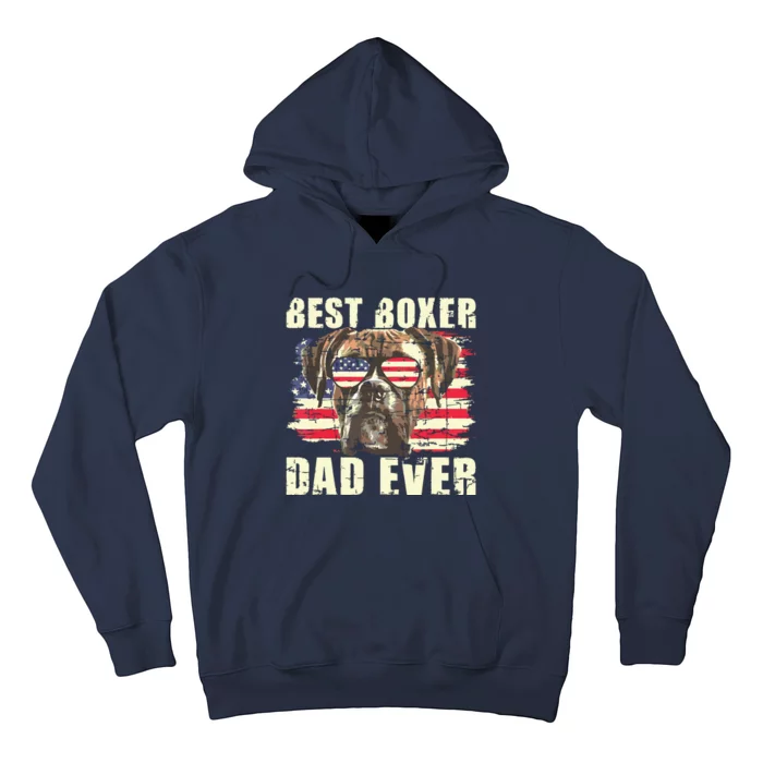 Best Boxer Dad Ever USA Flag American Dog Animal Lover Hoodie