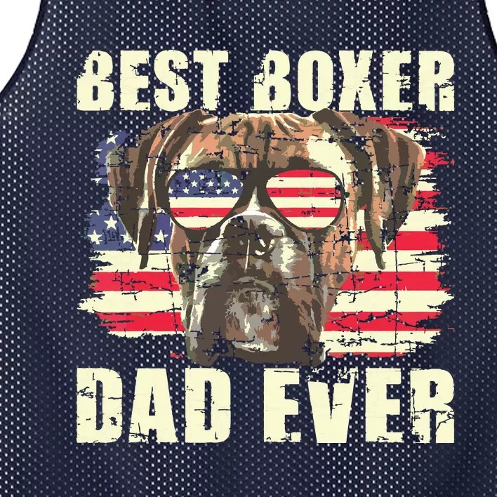 Best Boxer Dad Ever USA Flag American Dog Animal Lover Mesh Reversible Basketball Jersey Tank