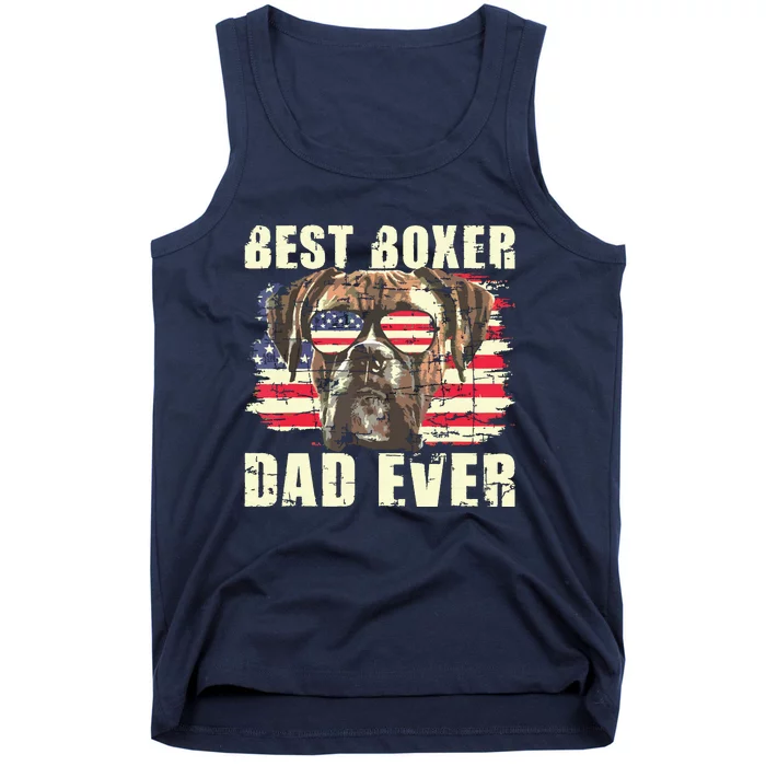 Best Boxer Dad Ever USA Flag American Dog Animal Lover Tank Top