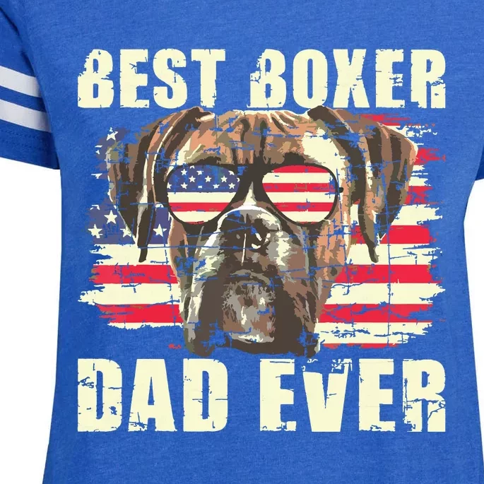 Best Boxer Dad Ever USA Flag American Dog Animal Lover Enza Ladies Jersey Football T-Shirt