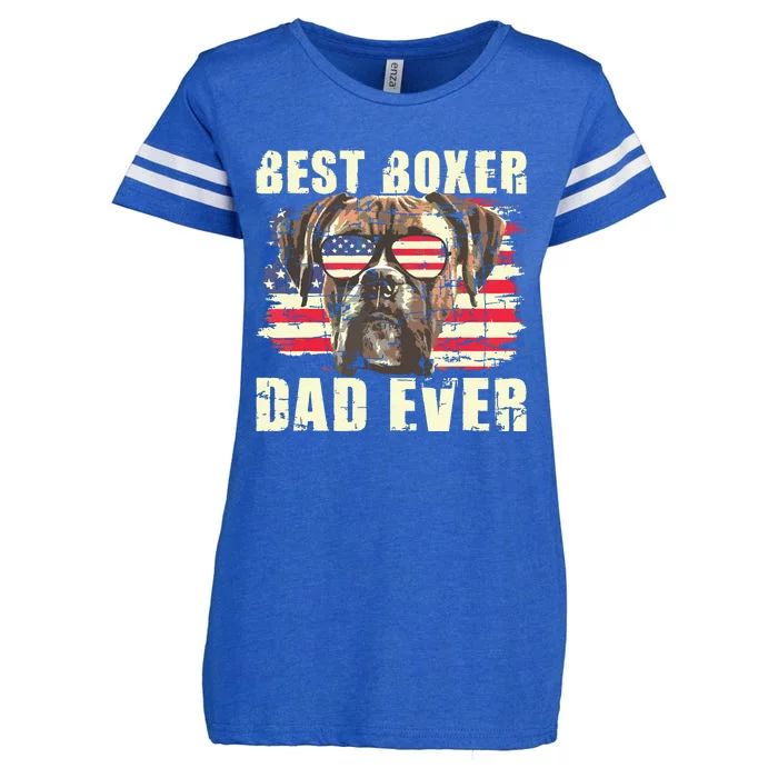 Best Boxer Dad Ever USA Flag American Dog Animal Lover Enza Ladies Jersey Football T-Shirt