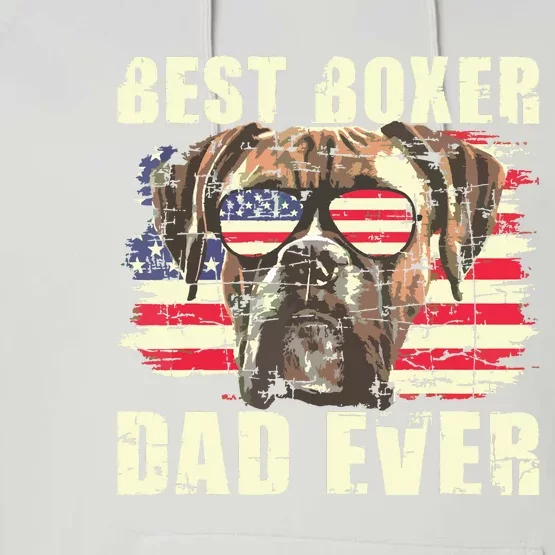 Best Boxer Dad Ever USA Flag American Dog Animal Lover Performance Fleece Hoodie