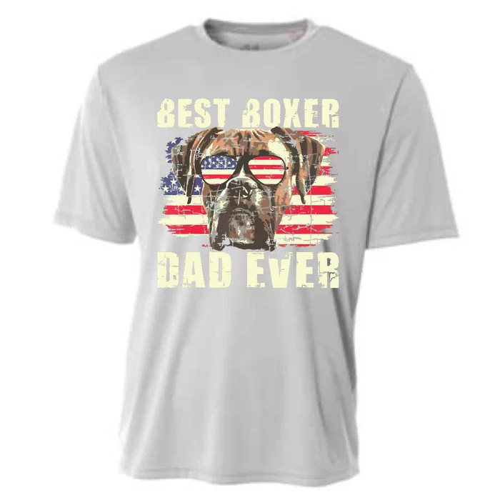 Best Boxer Dad Ever USA Flag American Dog Animal Lover Cooling Performance Crew T-Shirt