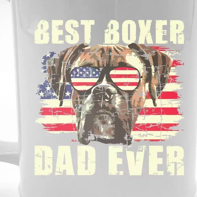 Best Boxer Dad Ever USA Flag American Dog Animal Lover Front & Back Beer Stein