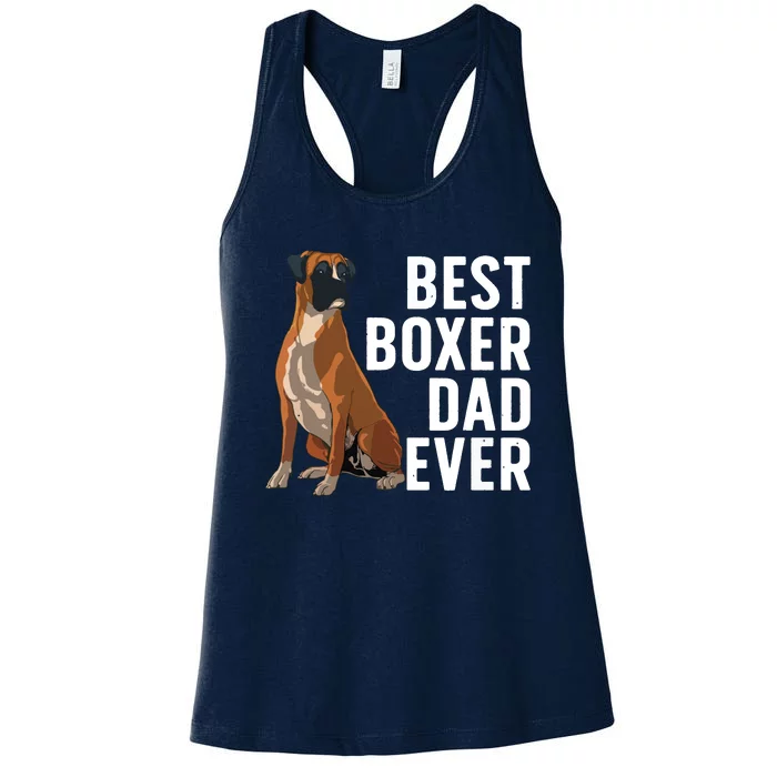 Best Boxer Dog Design For Men Dad Pet Animal Boxer Dog Lover Women's Racerback Tank