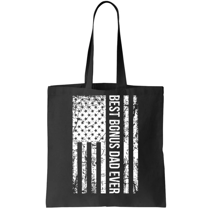 Best Bonus Dad Ever American USA Flag Fathers Day Gift Dad Tote Bag