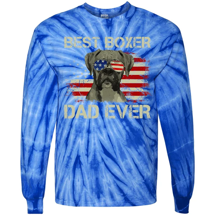 Best Boxer Dad Ever Dog Lover American Tie-Dye Long Sleeve Shirt