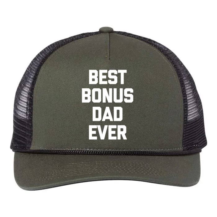 Best Bonus Dad Ever Gift Funny Saying Sarcastic Stepdad Meaningful Gift Retro Rope Trucker Hat Cap