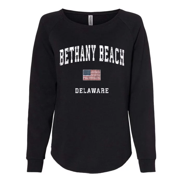 Bethany Beach Delaware De Vintage American Flag Sports Funny Gift Womens California Wash Sweatshirt