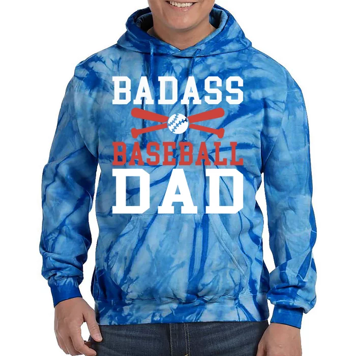 Badass Baseball Dad Gift Tie Dye Hoodie