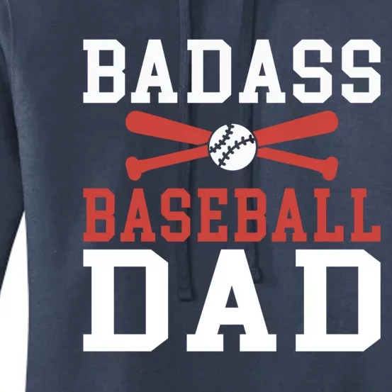 Badass Baseball Dad Gift Women's Pullover Hoodie