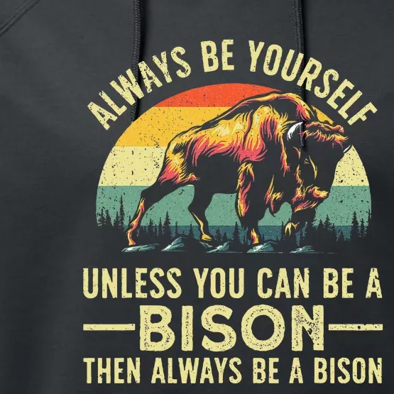 Best Bison Design For Women Buffalo Bison Lovers Performance Fleece Hoodie