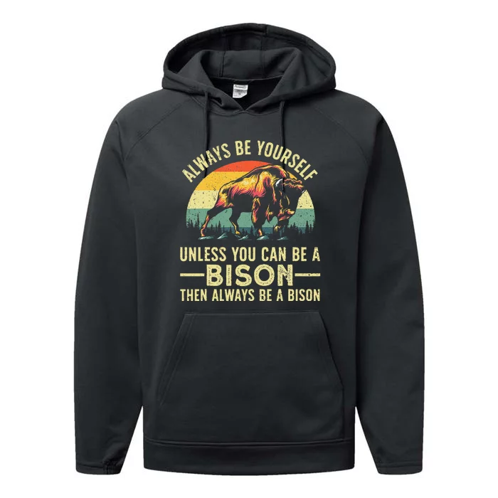 Best Bison Design For Women Buffalo Bison Lovers Performance Fleece Hoodie