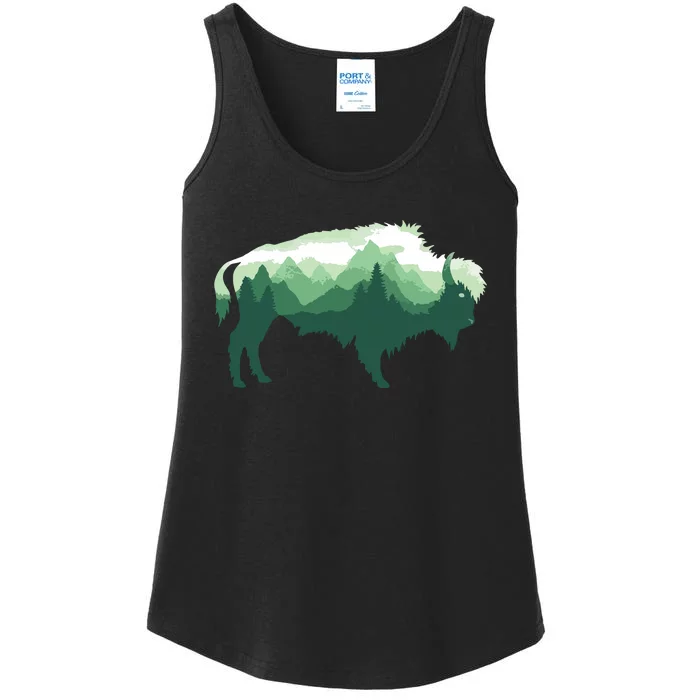 Bison Buffalo Double Exposure Surreal Wildlife Native Animal Ladies Essential Tank