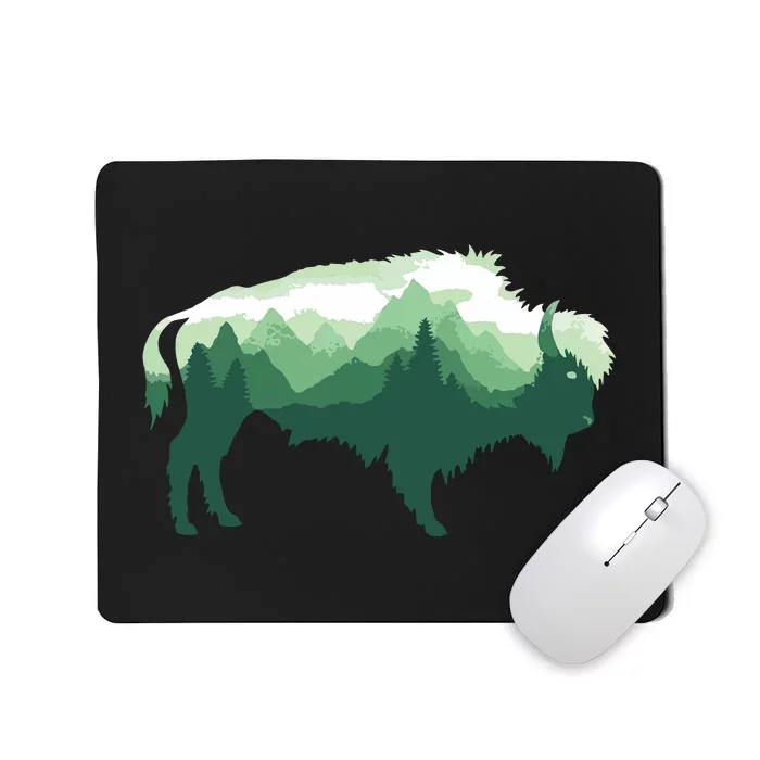 Bison Buffalo Double Exposure Surreal Wildlife Native Animal Mousepad