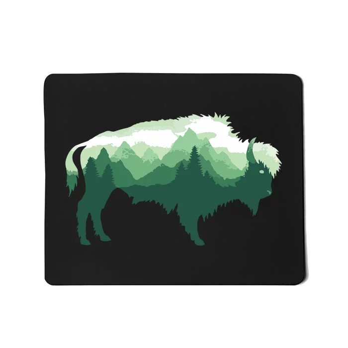 Bison Buffalo Double Exposure Surreal Wildlife Native Animal Mousepad