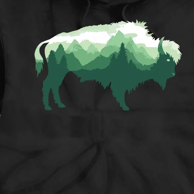 Bison Buffalo Double Exposure Surreal Wildlife Native Animal Tie Dye Hoodie