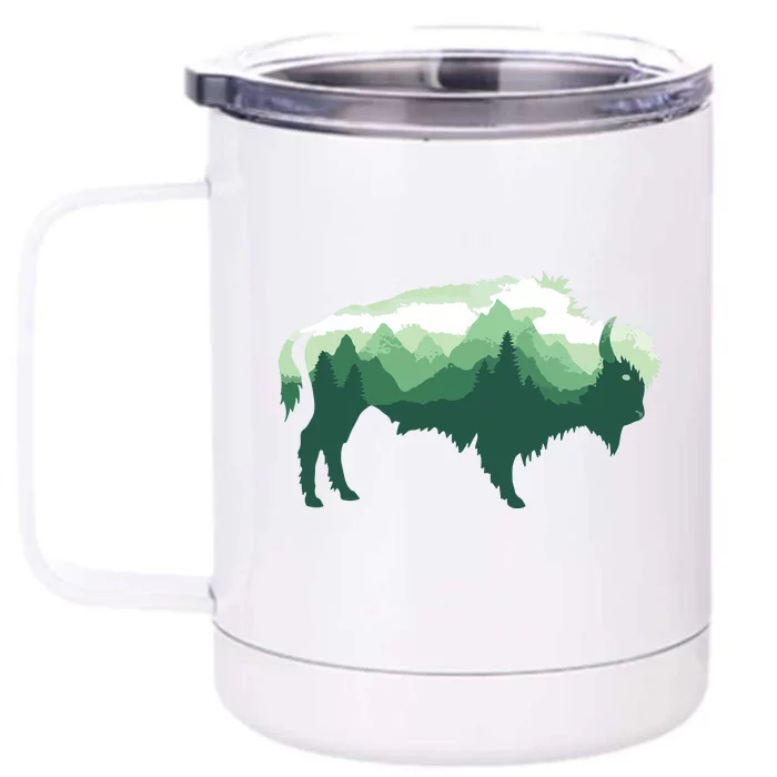 Bison Buffalo Double Exposure Surreal Wildlife Native Animal Front & Back 12oz Stainless Steel Tumbler Cup