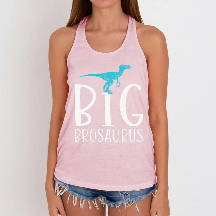 Big Brosaurus Dinosaur Big Brother Women's Knotted Racerback Tank