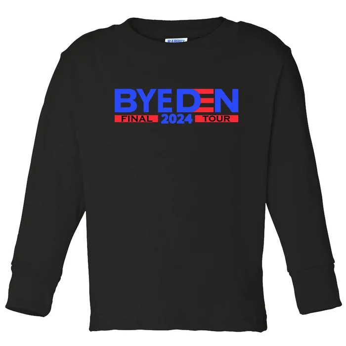 Biden Bye Den Final Tour 2024 Funny Novelty Design Toddler Long Sleeve Shirt