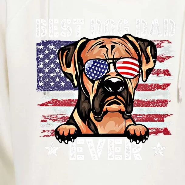 Best Boxer Dad Ever American Flag Fathers Day Gift Womens Funnel Neck Pullover Hood