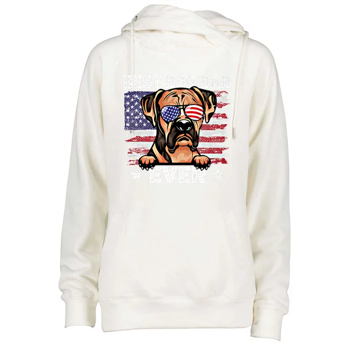 Best Boxer Dad Ever American Flag Fathers Day Gift Womens Funnel Neck Pullover Hood