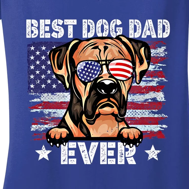 Best Boxer Dad Ever American Flag Fathers Day Gift Women's V-Neck T-Shirt