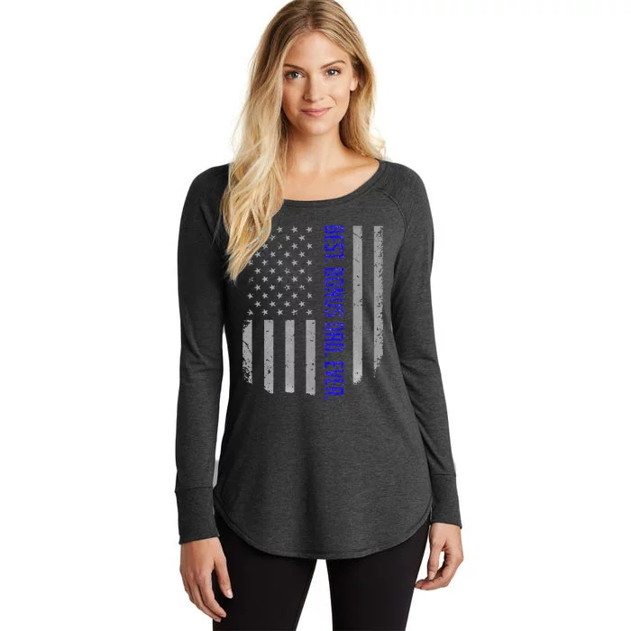 Best Bonus Dad Ever American Flag Gift For Fathers Day Women's Perfect Tri Tunic Long Sleeve Shirt