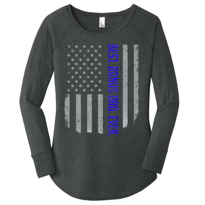 Best Bonus Dad Ever American Flag Gift For Fathers Day Women's Perfect Tri Tunic Long Sleeve Shirt